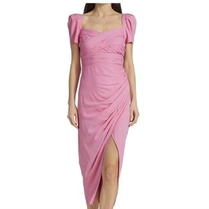 Iris Puff-Sleeve Stretch Crepe Midi-Dress